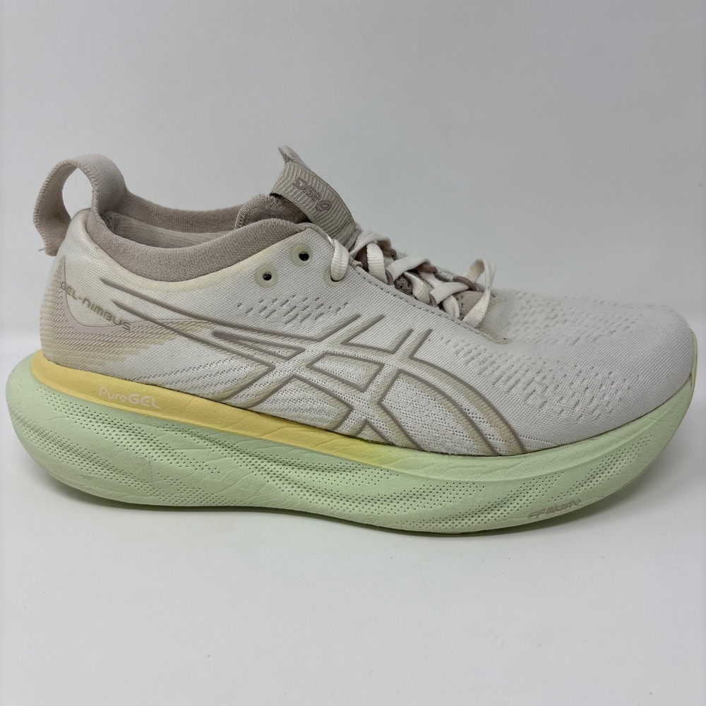 ASICS GEL-Nimbus 25 Women's Size 8 White Green Athletic Running Shoes (1012B356)